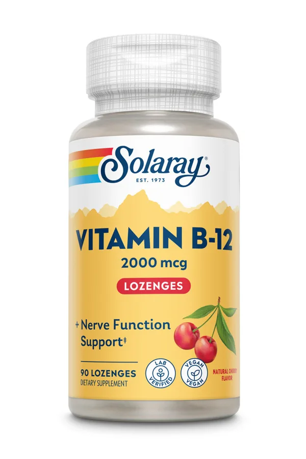 Solaray Vitamin B-12 2000 mcg, Cherry, 90 Lozenges