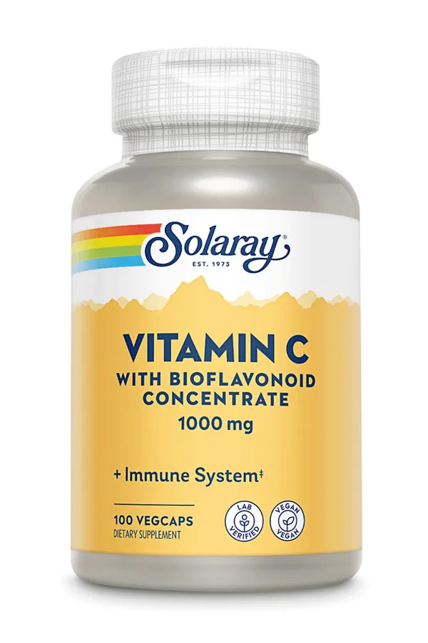 Solaray Vitamin C with Rose Hips, Acerola & Bioflavonoids 1000 mg, 100 Veg Capsules