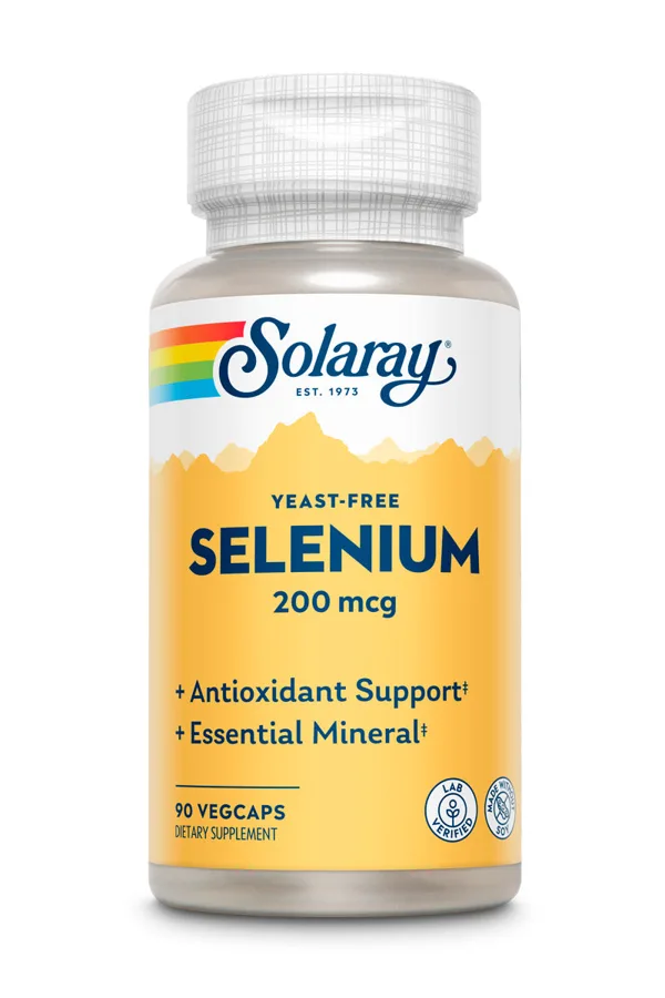 Solaray Selenium 200 mcg, Yeast-Free, 90 Veg Capsules