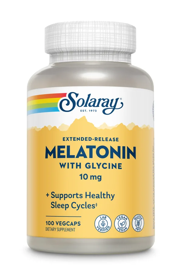 Solaray Extended-Release Melatonin with L-Glycine, 100 Veg Capsules
