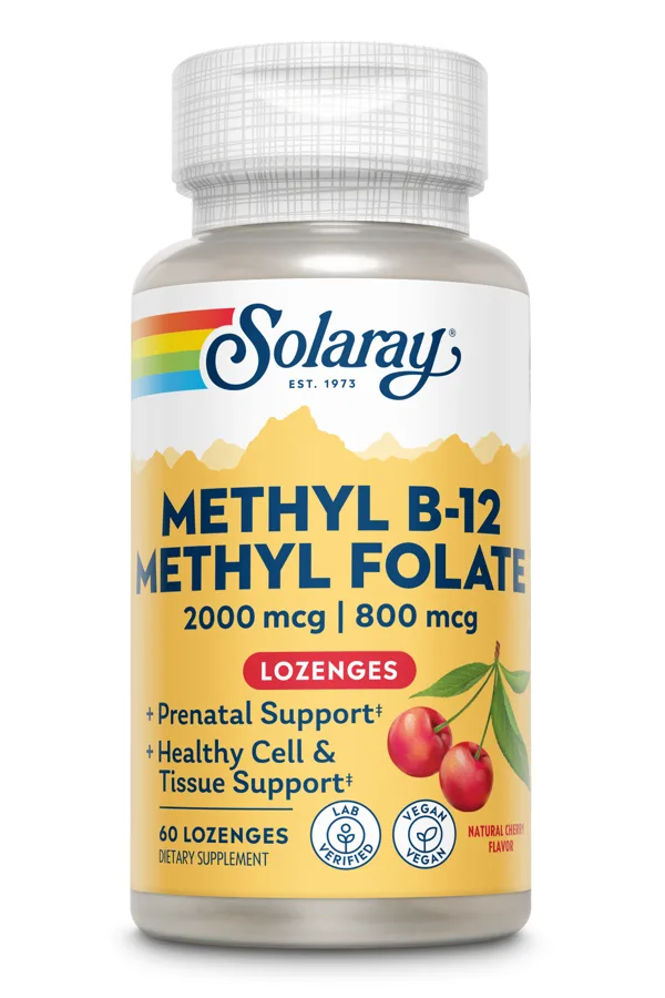 Solaray Methyl B-12 & Methyl Folate, Cherry, 60 Lozenges