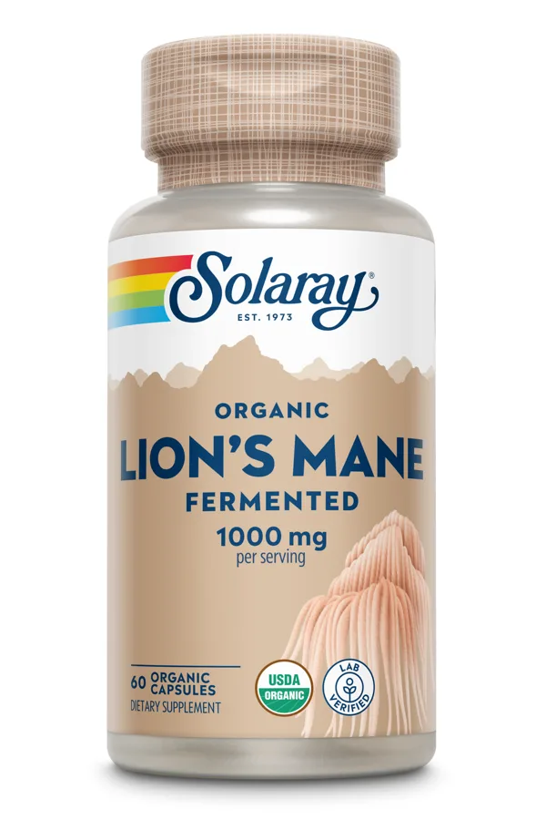 Solaray Fermented Lion's Mane Mushroom 1000 mg, 60 Capsules