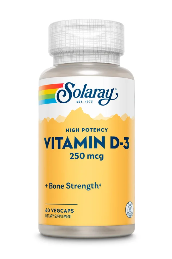 Solaray Super Strength Vitamin D-3 250 mcg, 60 Veg Capsules