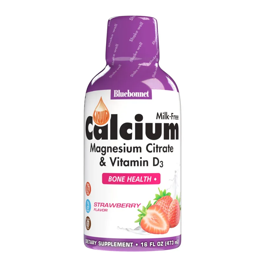 Bluebonnet Liquid Calcium Magnesium Citrate & Vitamin D3, Strawberry